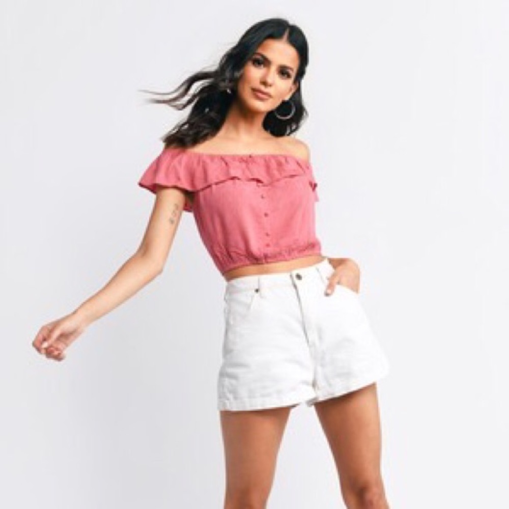 Tobi Watermelon Ruffle Crop Top